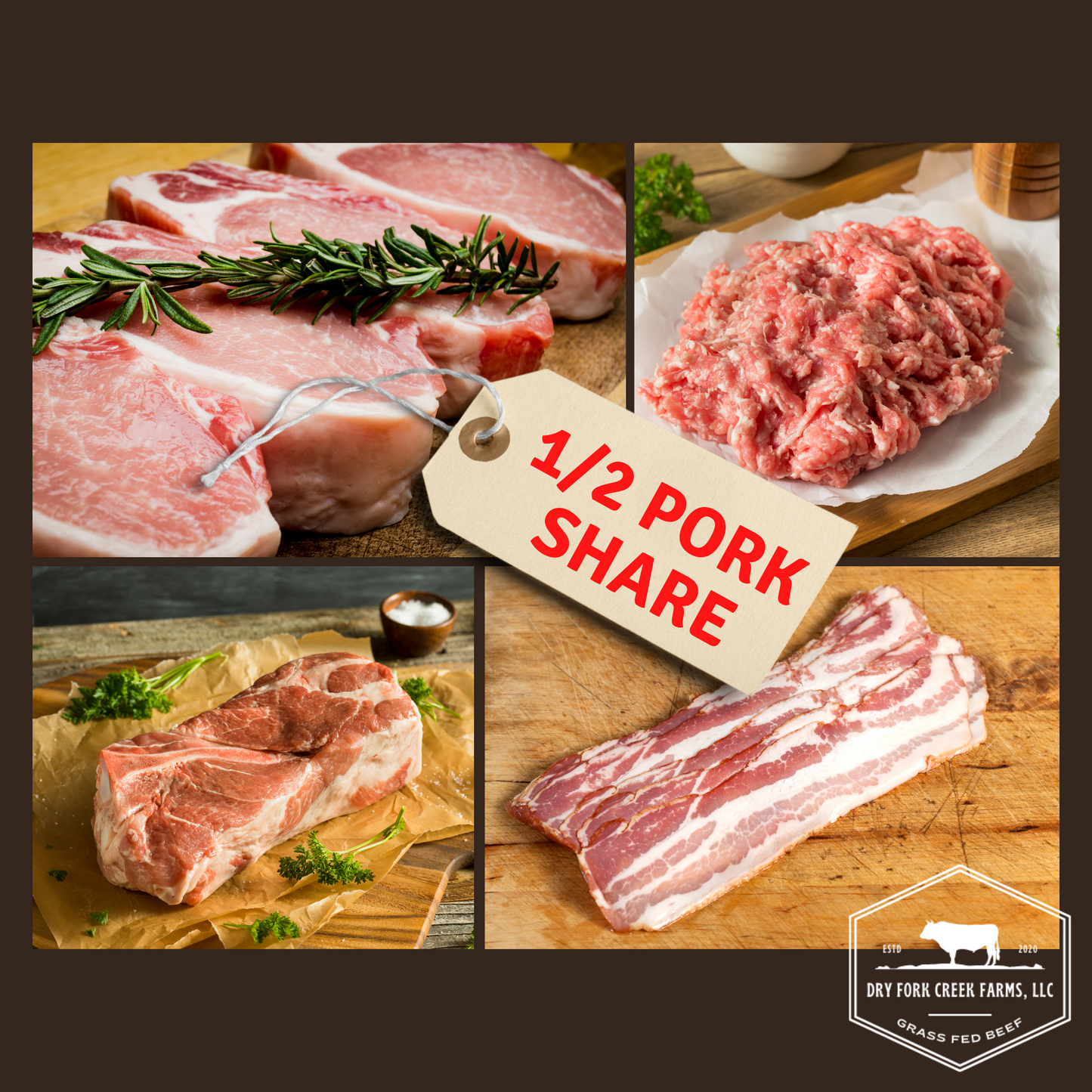 Pastured Pork - 1/2 Hog Package - 55-65lbs - Initial Deposit Only